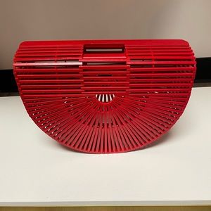 Red Bamboo bag, made of wood